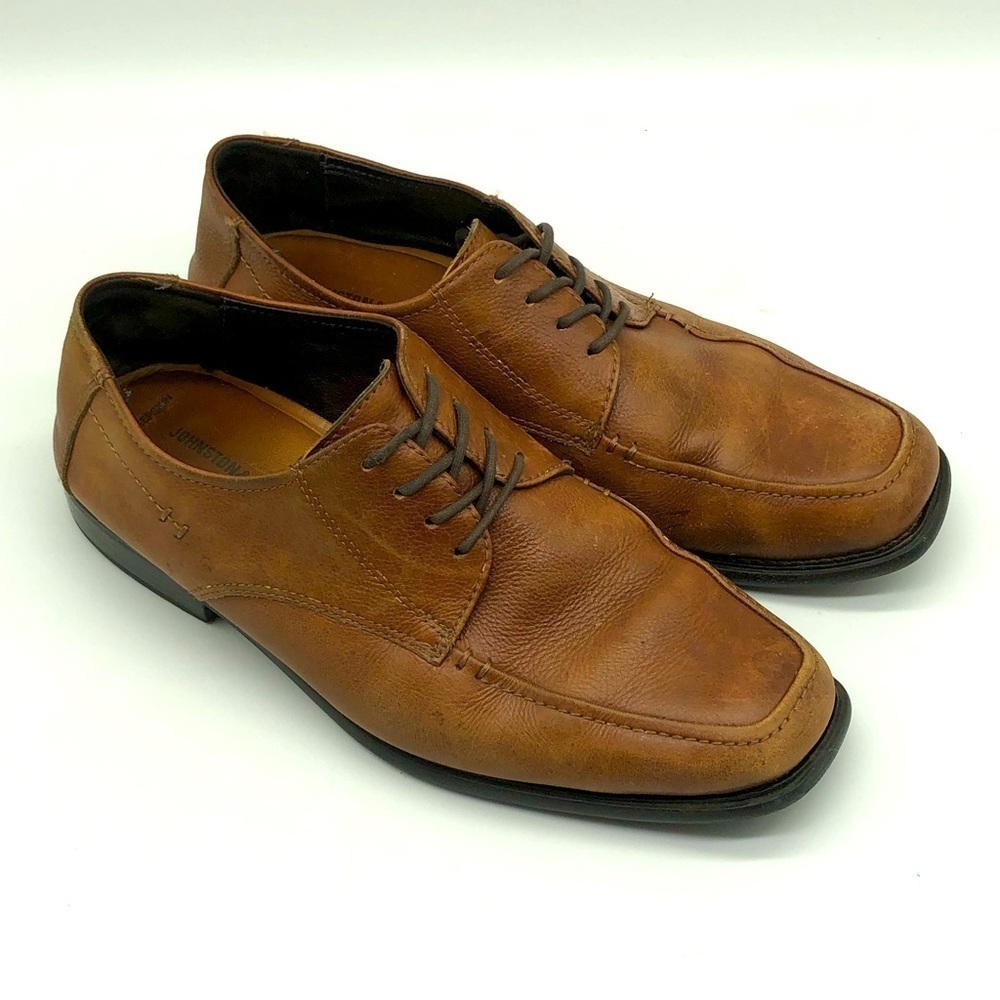 Johnston & Murphy Oxfords Men's 8 Brown Square Toe Lace Up Dress Shoes